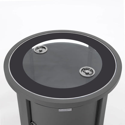 Walbrooke Modern Round Tank Holder Table with Tempered Glass Top and Powder Coated Aluminum - Elax Furniture