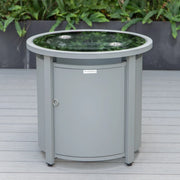 Walbrooke Modern Round Tank Holder Table with Tempered Glass Top and Powder Coated Aluminum - Elax Furniture