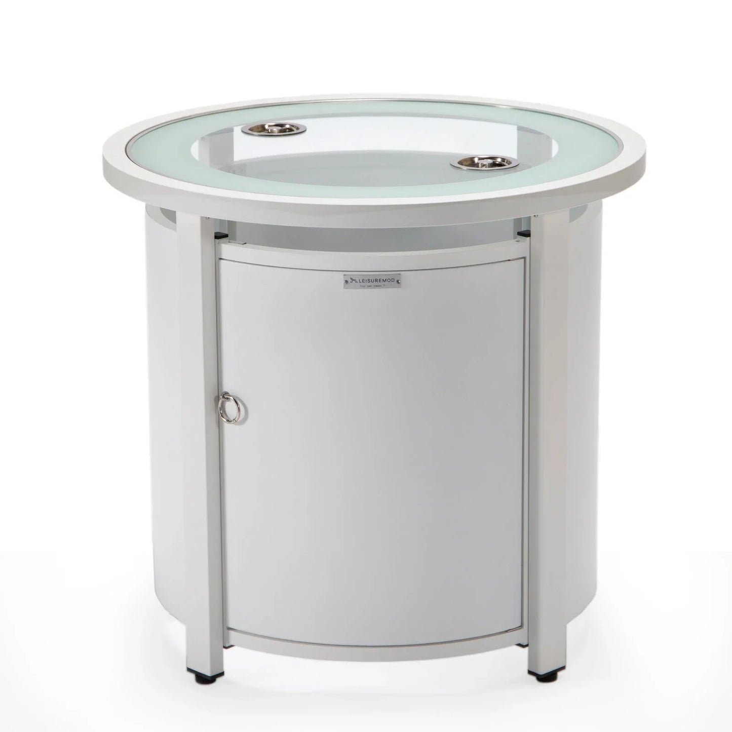 Walbrooke Modern Round Tank Holder Table with Tempered Glass Top and Powder Coated Aluminum - Elax Furniture