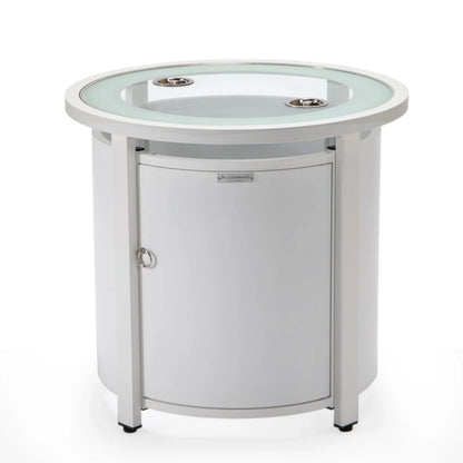 Walbrooke Modern Round Tank Holder Table with Tempered Glass Top and Powder Coated Aluminum - Elax Furniture