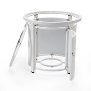 Walbrooke Modern Round Tank Holder Table with Tempered Glass Top and Powder Coated Aluminum - Elax Furniture
