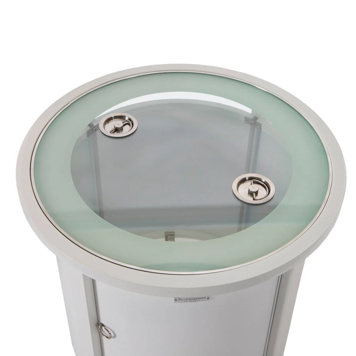 Walbrooke Modern Round Tank Holder Table with Tempered Glass Top and Powder Coated Aluminum - Elax Furniture