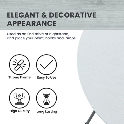 Rossmore Round Side Table with MDF Wood Tabletop in Black Steel - Elax Furniture