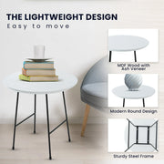 Rossmore Round Side Table with MDF Wood Tabletop in Black Steel - Elax Furniture