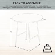 Rossmore Round Side Table with MDF Wood Tabletop in Black Steel - Elax Furniture