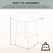 Rossmore Round Side Table with MDF Wood Tabletop in White Steel - Elax Furniture