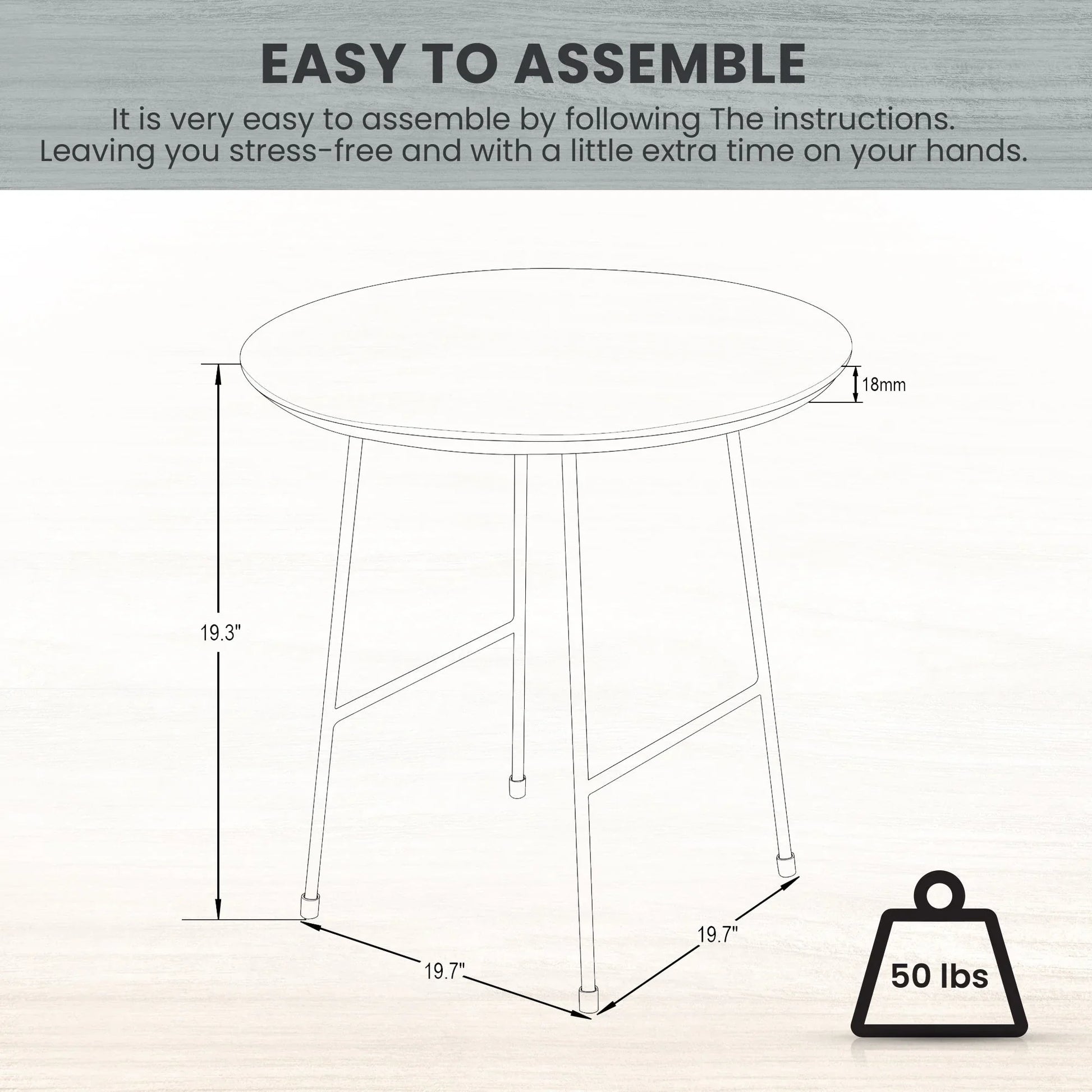 Rossmore Round Side Table with MDF Wood Tabletop in White Steel - Elax Furniture