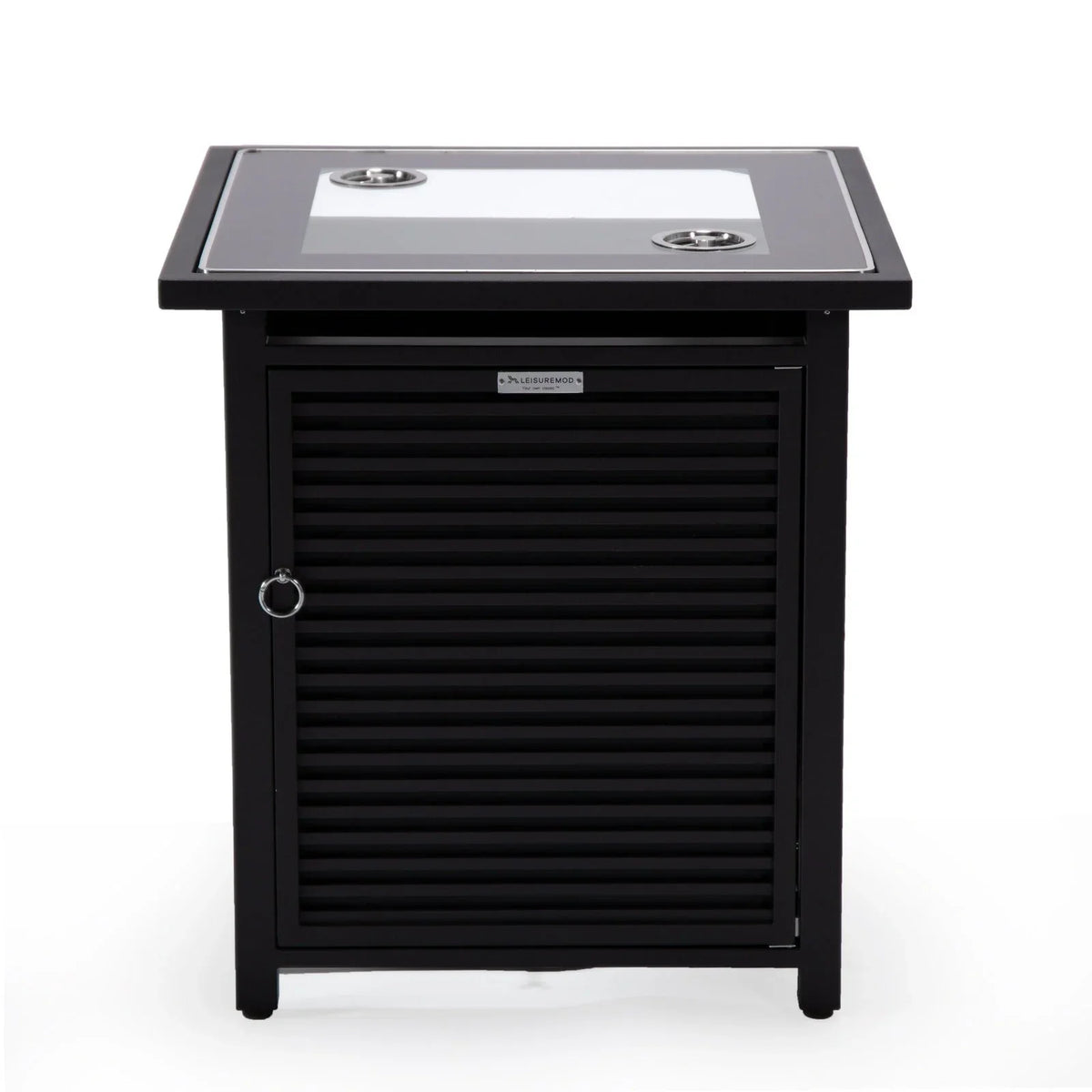 Walbrooke Modern Square Tank Holder Table with Tempered Glass Top and Powder Coated Aluminum Slats - Elax Furniture
