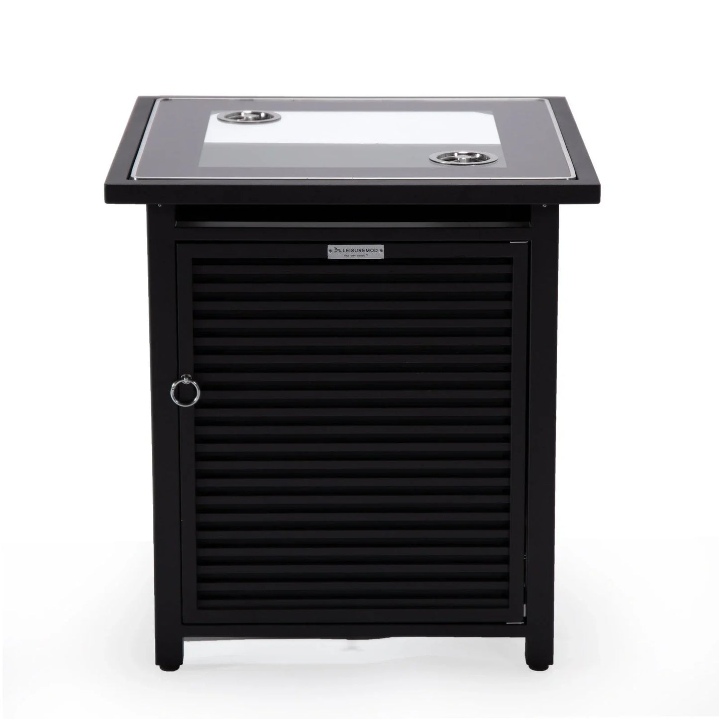 Walbrooke Modern Square Tank Holder Table with Tempered Glass Top and Powder Coated Aluminum Slats - Elax Furniture