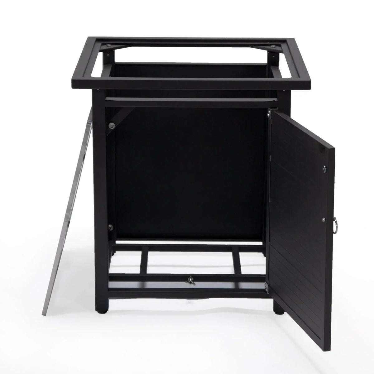 Walbrooke Modern Square Tank Holder Table with Tempered Glass Top and Powder Coated Aluminum Slats - Elax Furniture