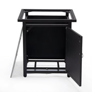 Walbrooke Modern Square Tank Holder Table with Tempered Glass Top and Powder Coated Aluminum Slats - Elax Furniture