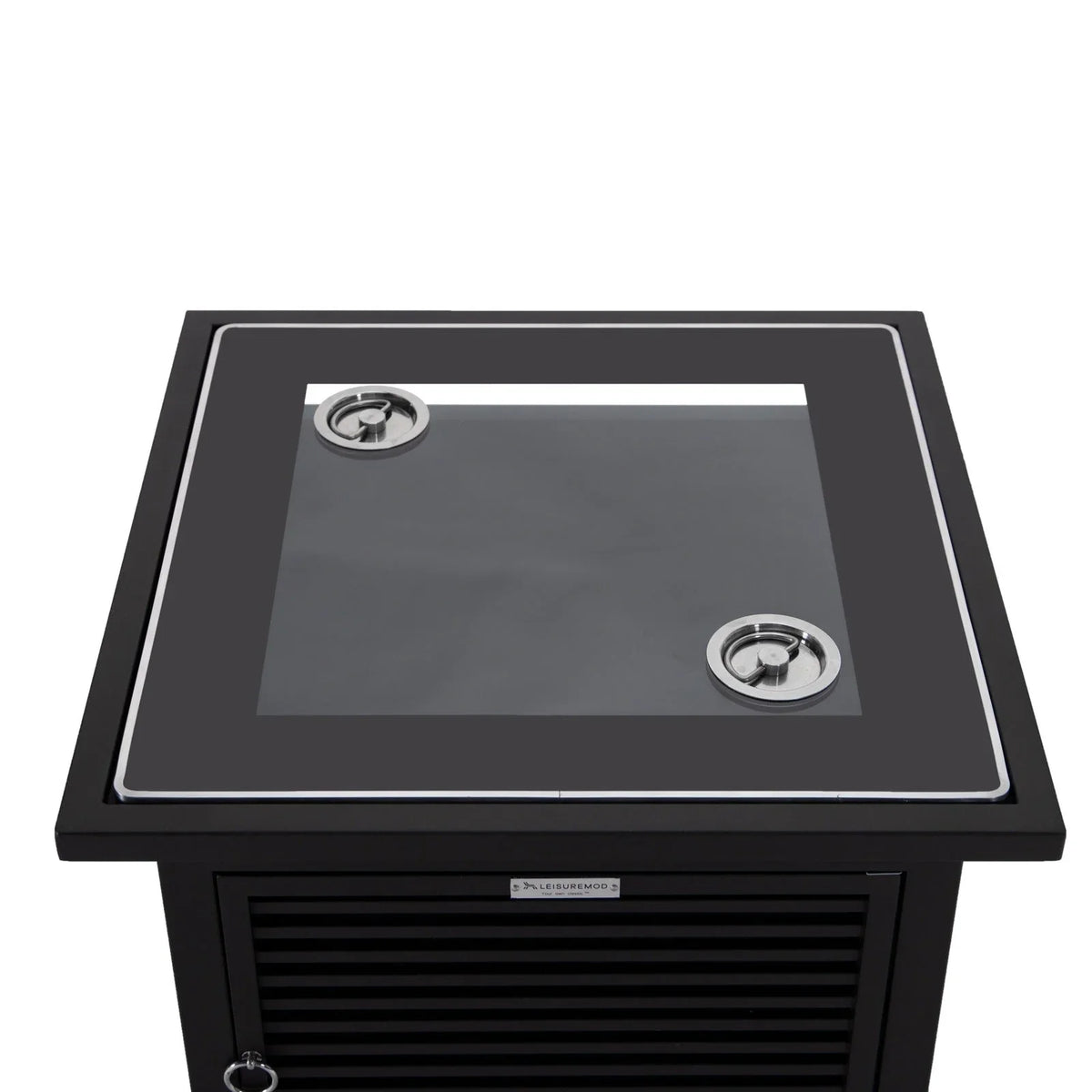Walbrooke Modern Square Tank Holder Table with Tempered Glass Top and Powder Coated Aluminum Slats - Elax Furniture
