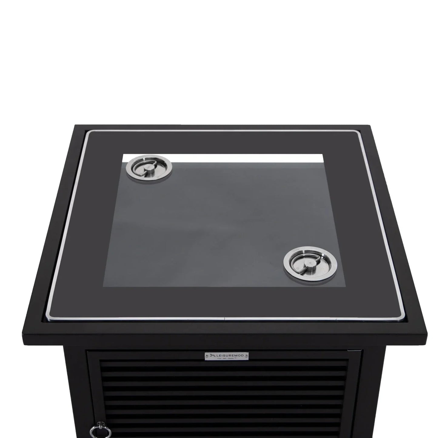 Walbrooke Modern Square Tank Holder Table with Tempered Glass Top and Powder Coated Aluminum Slats - Elax Furniture