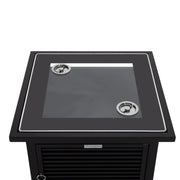 Walbrooke Modern Square Tank Holder Table with Tempered Glass Top and Powder Coated Aluminum Slats - Elax Furniture