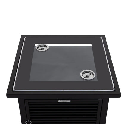 Walbrooke Modern Square Tank Holder Table with Tempered Glass Top and Powder Coated Aluminum Slats - Elax Furniture