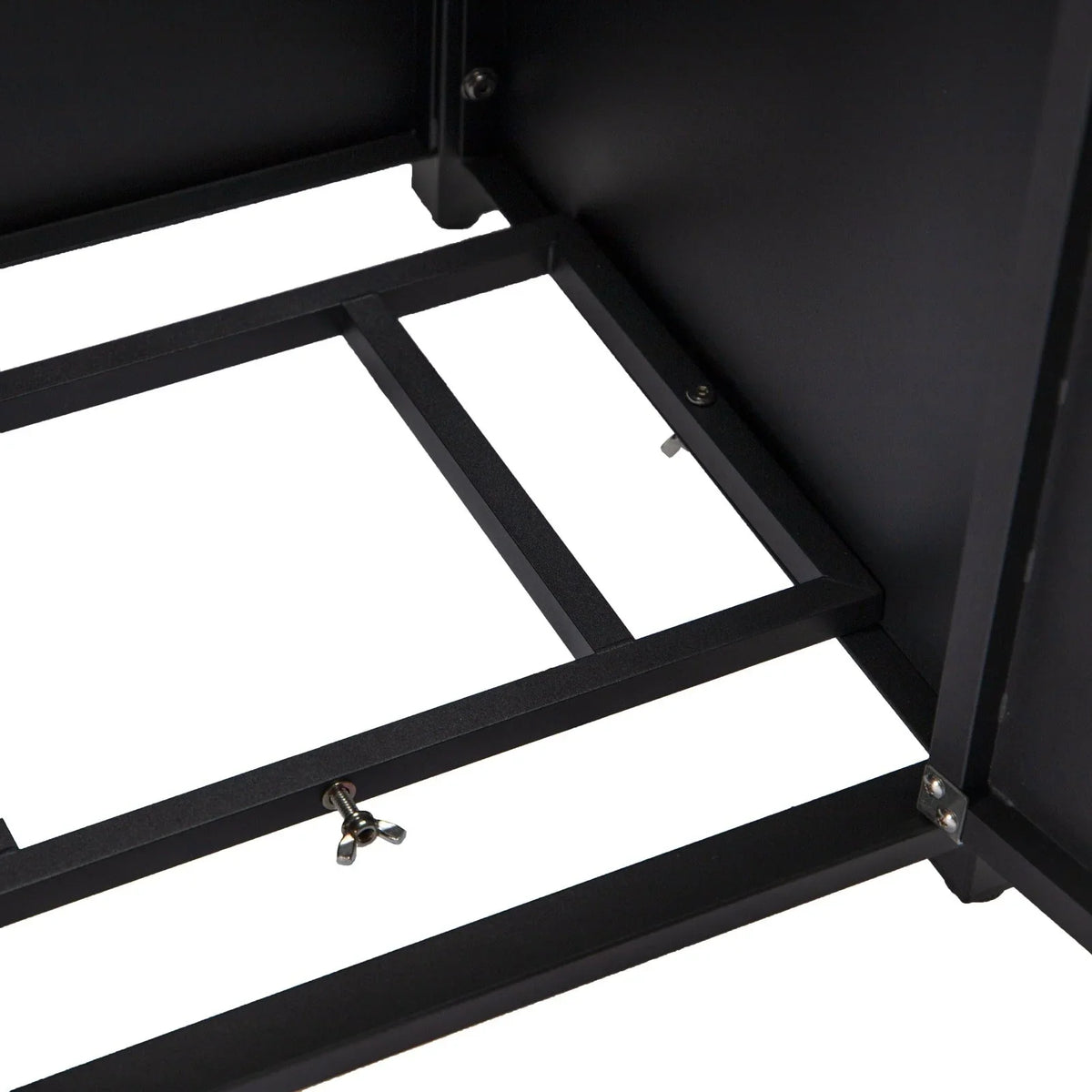 Walbrooke Modern Square Tank Holder Table with Tempered Glass Top and Powder Coated Aluminum Slats - Elax Furniture