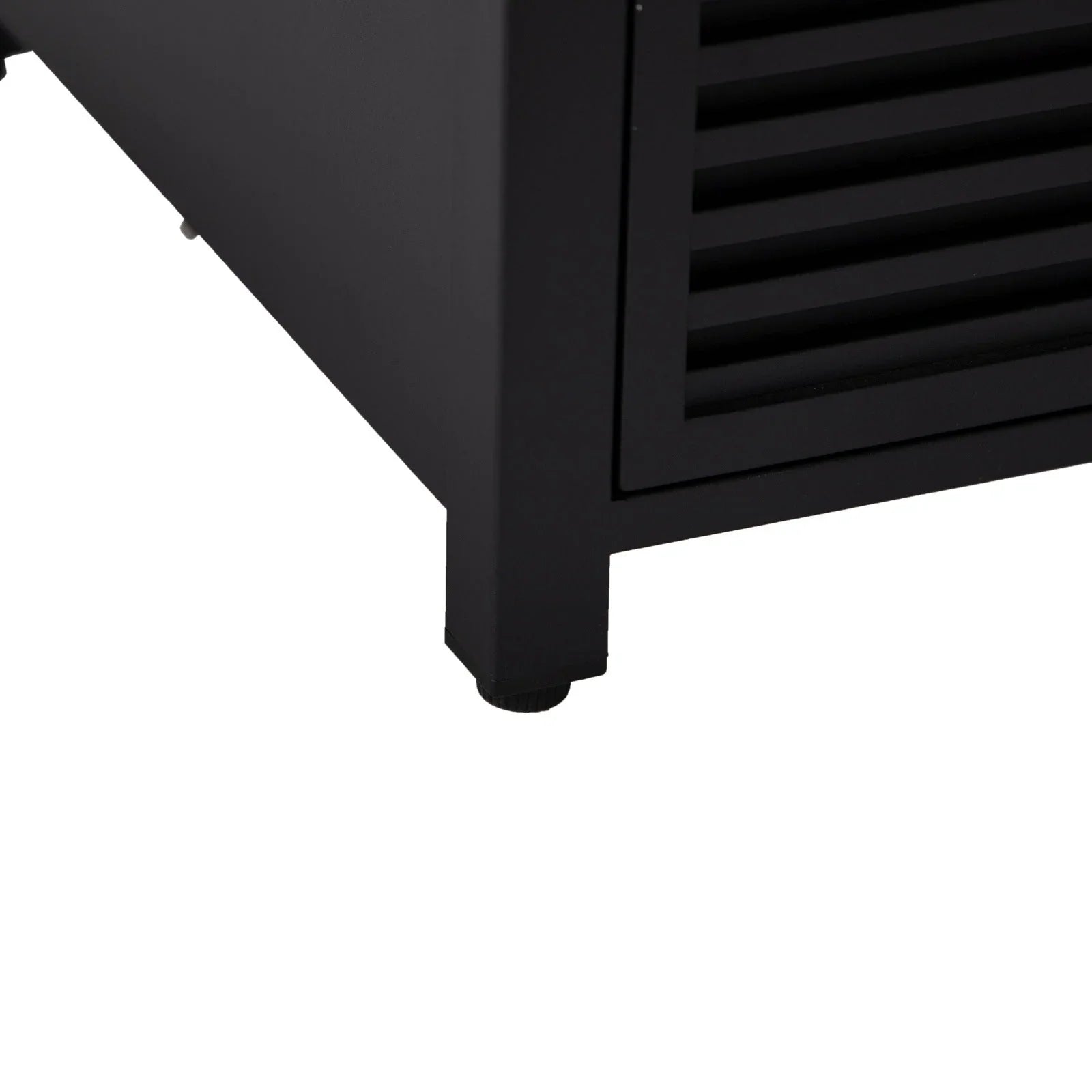 Walbrooke Modern Square Tank Holder Table with Tempered Glass Top and Powder Coated Aluminum Slats - Elax Furniture