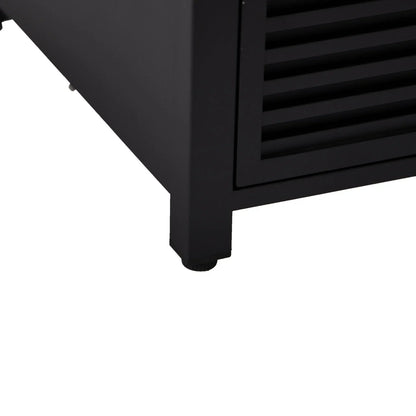 Walbrooke Modern Square Tank Holder Table with Tempered Glass Top and Powder Coated Aluminum Slats - Elax Furniture