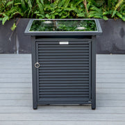 Walbrooke Modern Square Tank Holder Table with Tempered Glass Top and Powder Coated Aluminum Slats - Elax Furniture
