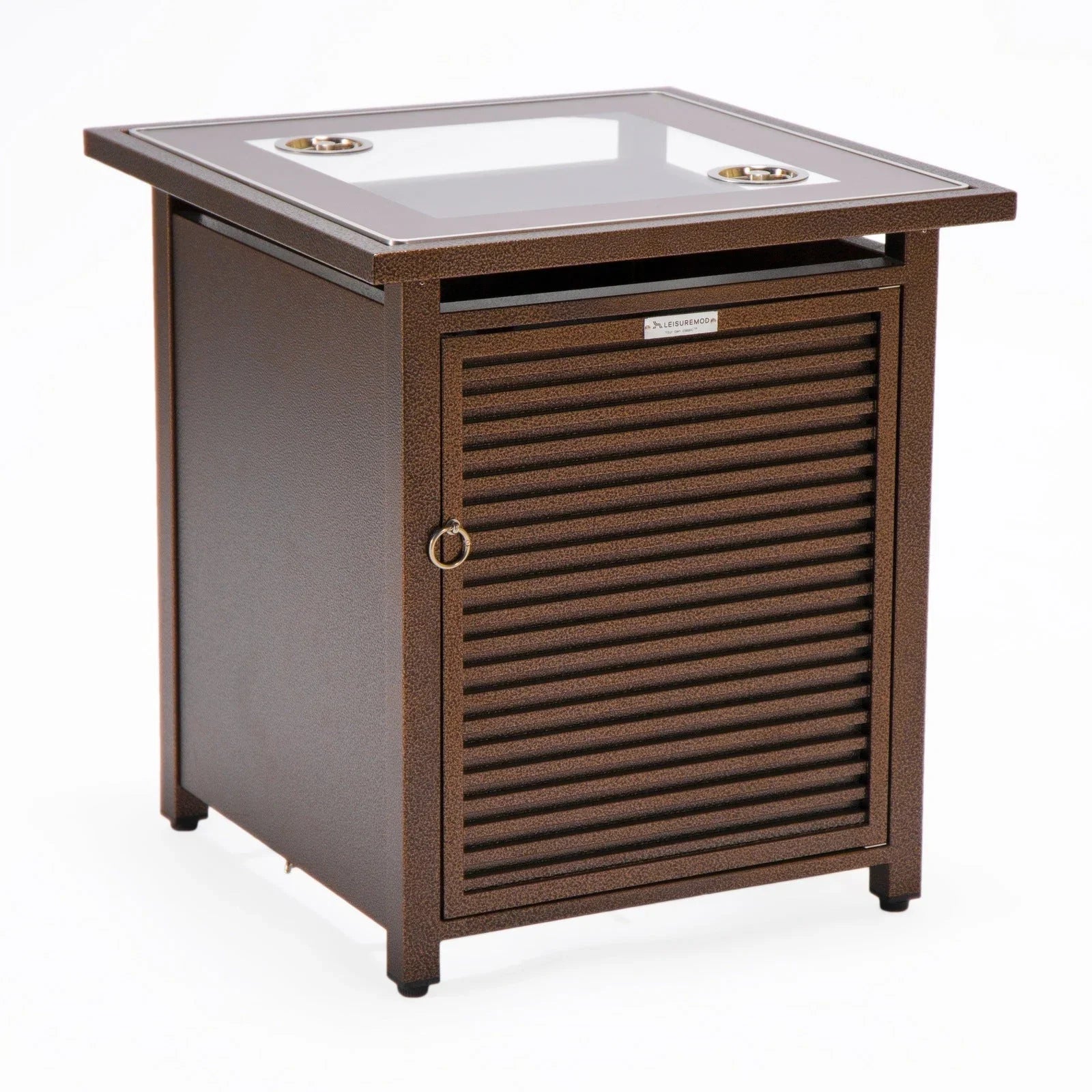 Walbrooke Modern Square Tank Holder Table with Tempered Glass Top and Powder Coated Aluminum Slats - Elax Furniture