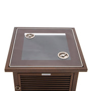 Walbrooke Modern Square Tank Holder Table with Tempered Glass Top and Powder Coated Aluminum Slats - Elax Furniture