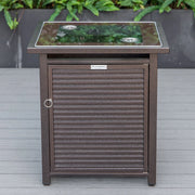 Walbrooke Modern Square Tank Holder Table with Tempered Glass Top and Powder Coated Aluminum Slats - Elax Furniture