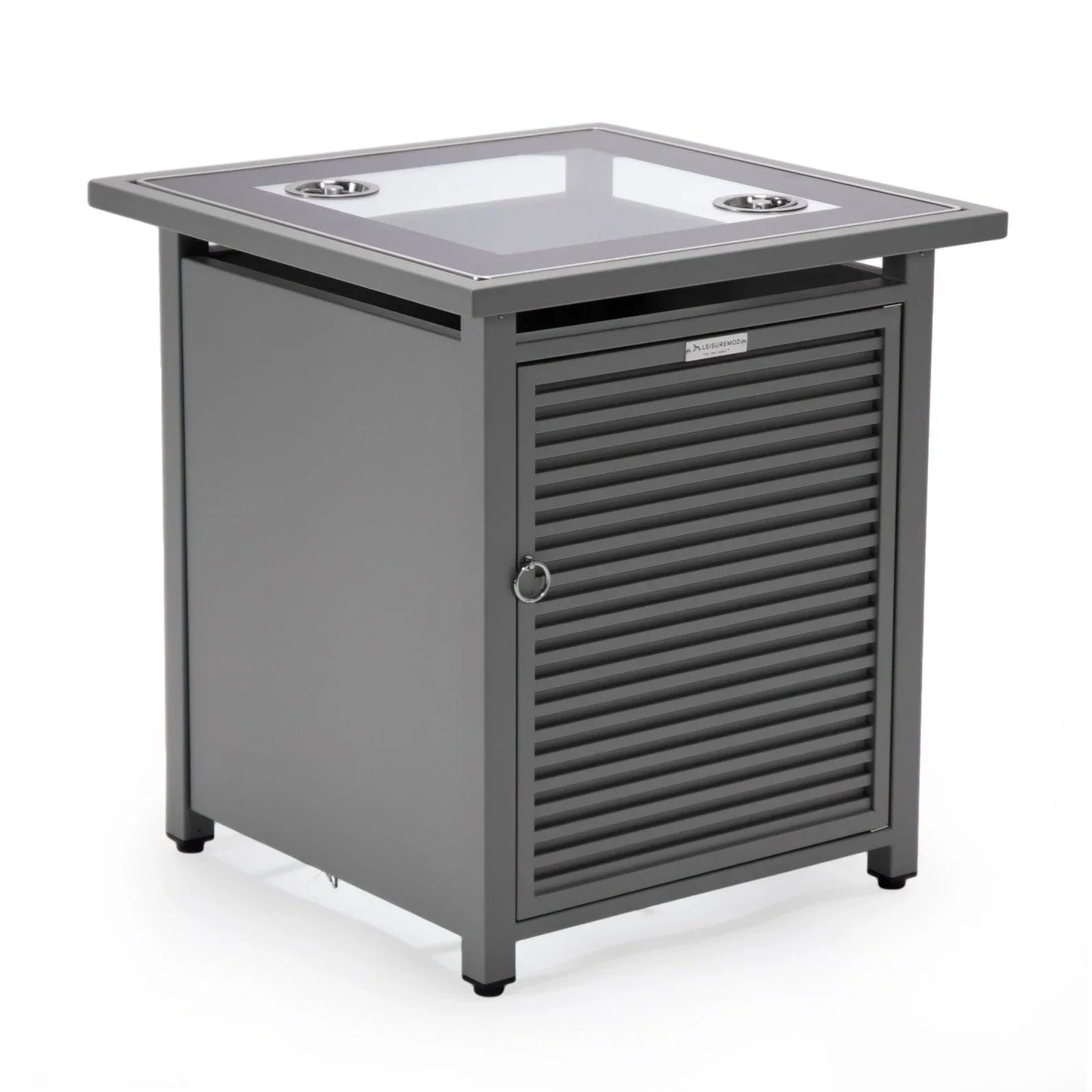 Walbrooke Modern Square Tank Holder Table with Tempered Glass Top and Powder Coated Aluminum Slats - Elax Furniture