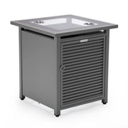 Walbrooke Modern Square Tank Holder Table with Tempered Glass Top and Powder Coated Aluminum Slats - Elax Furniture