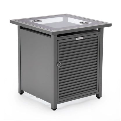 Walbrooke Modern Square Tank Holder Table with Tempered Glass Top and Powder Coated Aluminum Slats - Elax Furniture