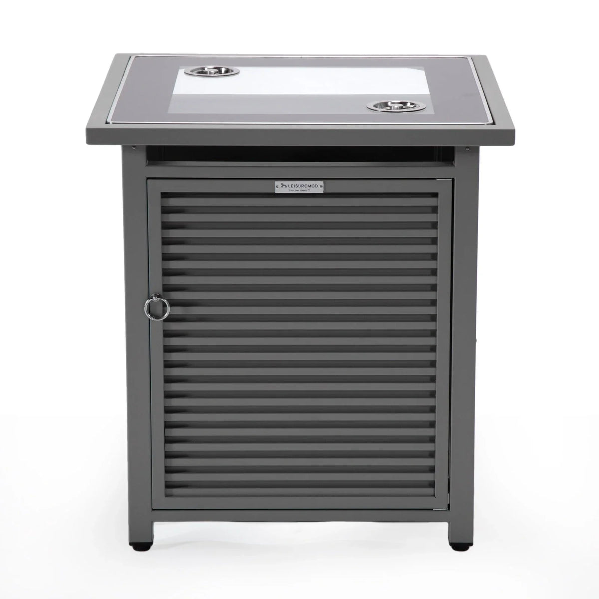 Walbrooke Modern Square Tank Holder Table with Tempered Glass Top and Powder Coated Aluminum Slats - Elax Furniture