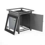 Walbrooke Modern Square Tank Holder Table with Tempered Glass Top and Powder Coated Aluminum Slats - Elax Furniture