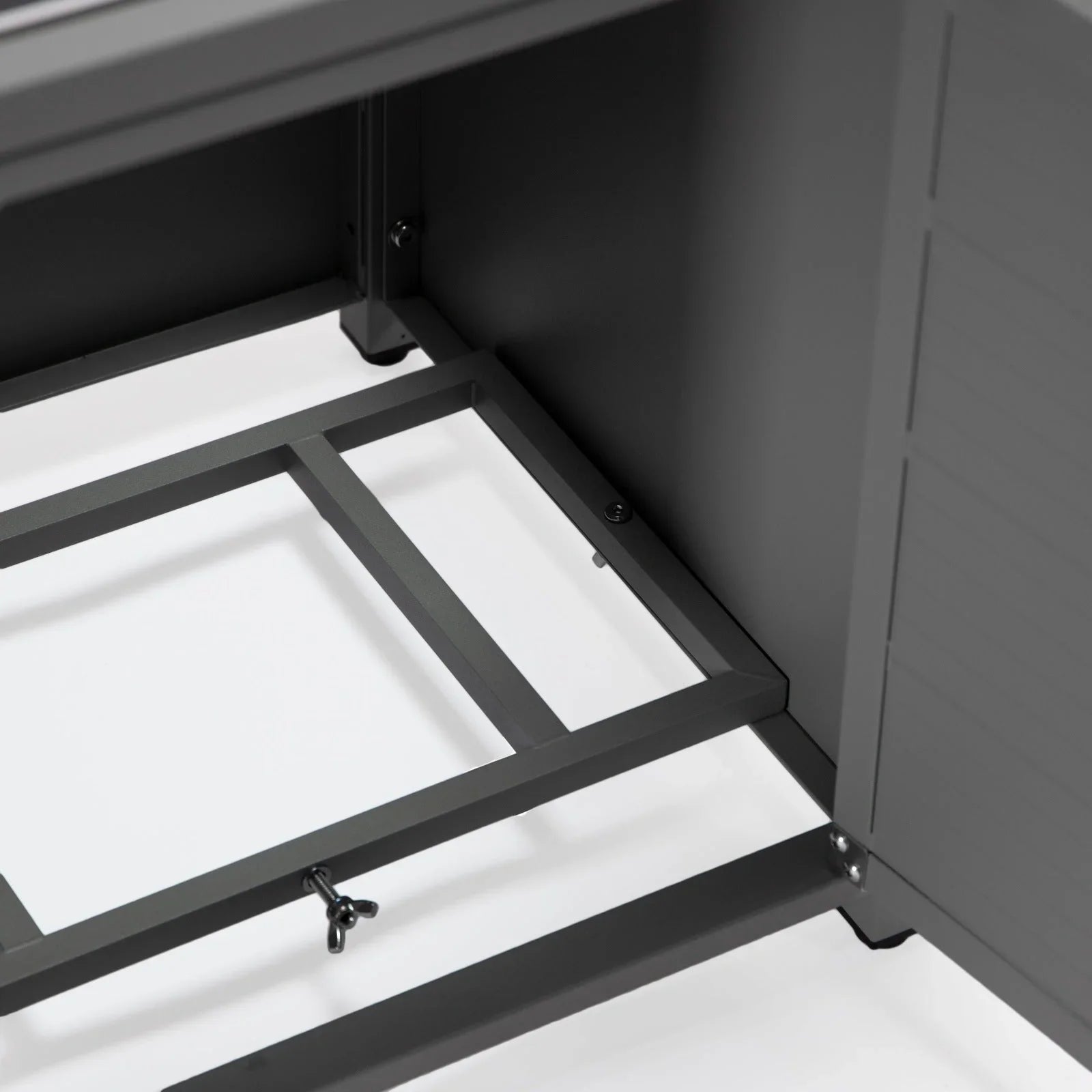 Walbrooke Modern Square Tank Holder Table with Tempered Glass Top and Powder Coated Aluminum Slats - Elax Furniture