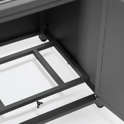 Walbrooke Modern Square Tank Holder Table with Tempered Glass Top and Powder Coated Aluminum Slats - Elax Furniture