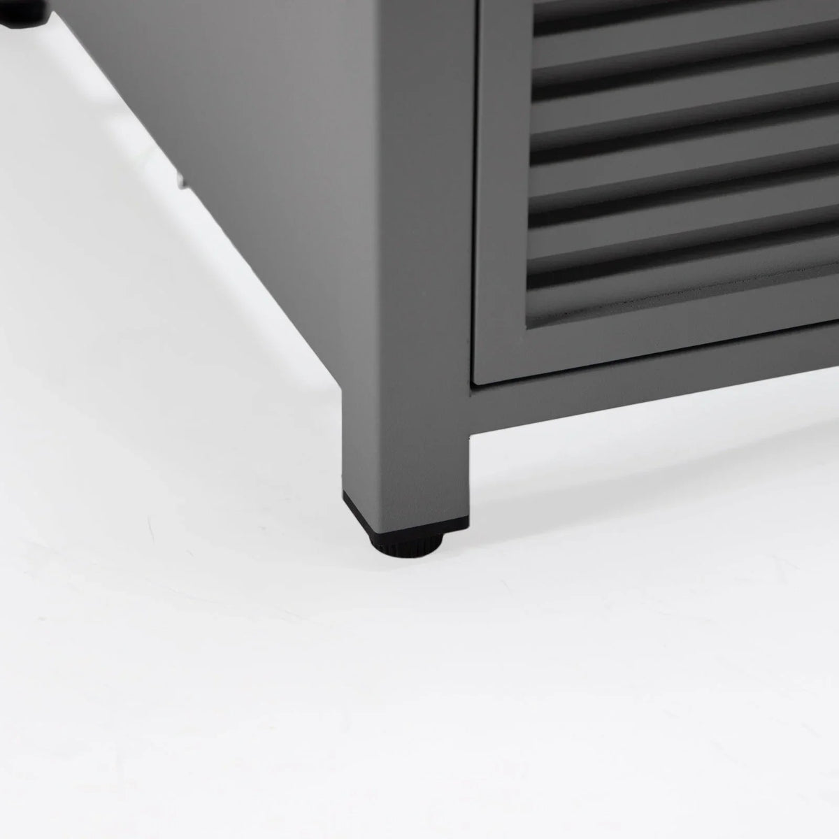 Walbrooke Modern Square Tank Holder Table with Tempered Glass Top and Powder Coated Aluminum Slats - Elax Furniture