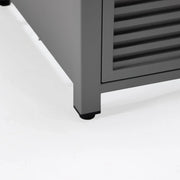 Walbrooke Modern Square Tank Holder Table with Tempered Glass Top and Powder Coated Aluminum Slats - Elax Furniture