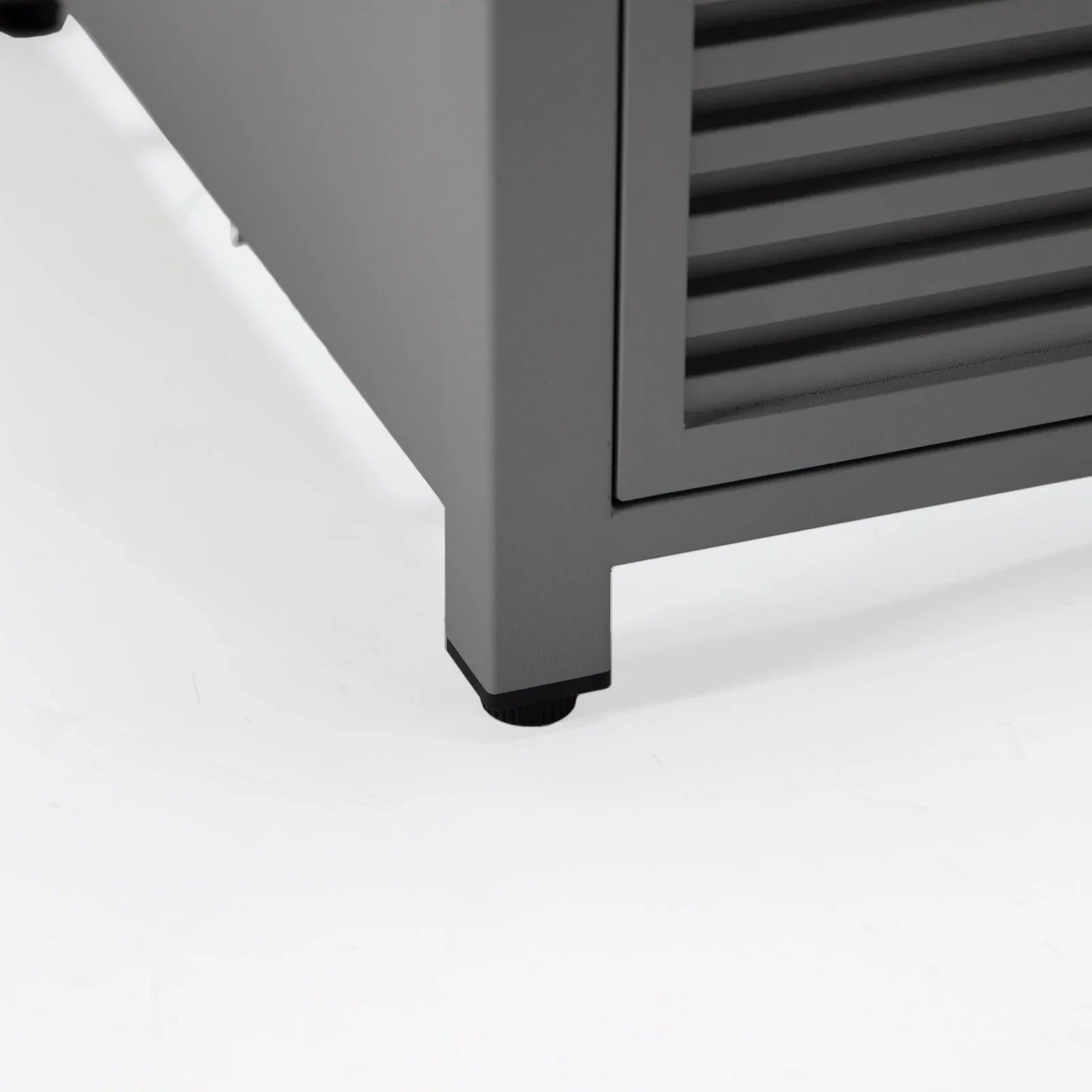 Walbrooke Modern Square Tank Holder Table with Tempered Glass Top and Powder Coated Aluminum Slats - Elax Furniture