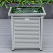 Walbrooke Modern Square Tank Holder Table with Tempered Glass Top and Powder Coated Aluminum Slats - Elax Furniture