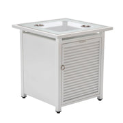Walbrooke Modern Square Tank Holder Table with Tempered Glass Top and Powder Coated Aluminum Slats - Elax Furniture
