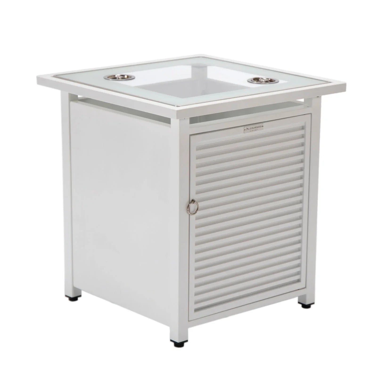 Walbrooke Modern Square Tank Holder Table with Tempered Glass Top and Powder Coated Aluminum Slats - Elax Furniture