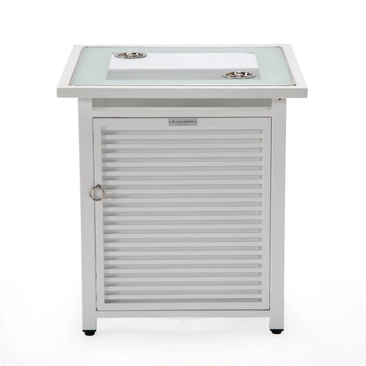 Walbrooke Modern Square Tank Holder Table with Tempered Glass Top and Powder Coated Aluminum Slats - Elax Furniture