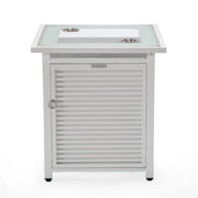 Walbrooke Modern Square Tank Holder Table with Tempered Glass Top and Powder Coated Aluminum Slats - Elax Furniture