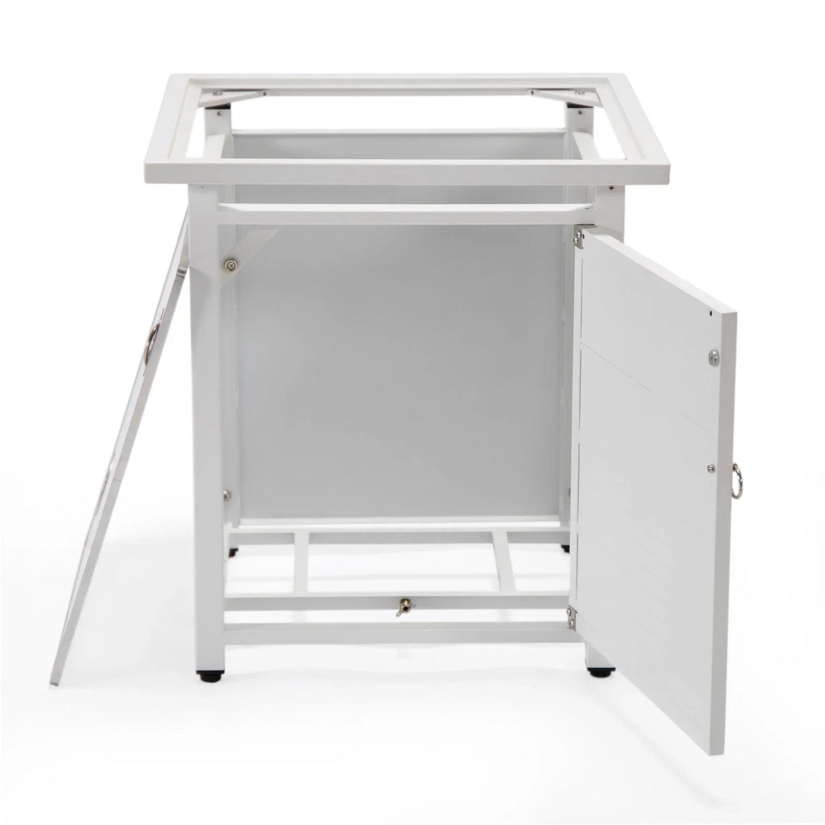 Walbrooke Modern Square Tank Holder Table with Tempered Glass Top and Powder Coated Aluminum Slats - Elax Furniture