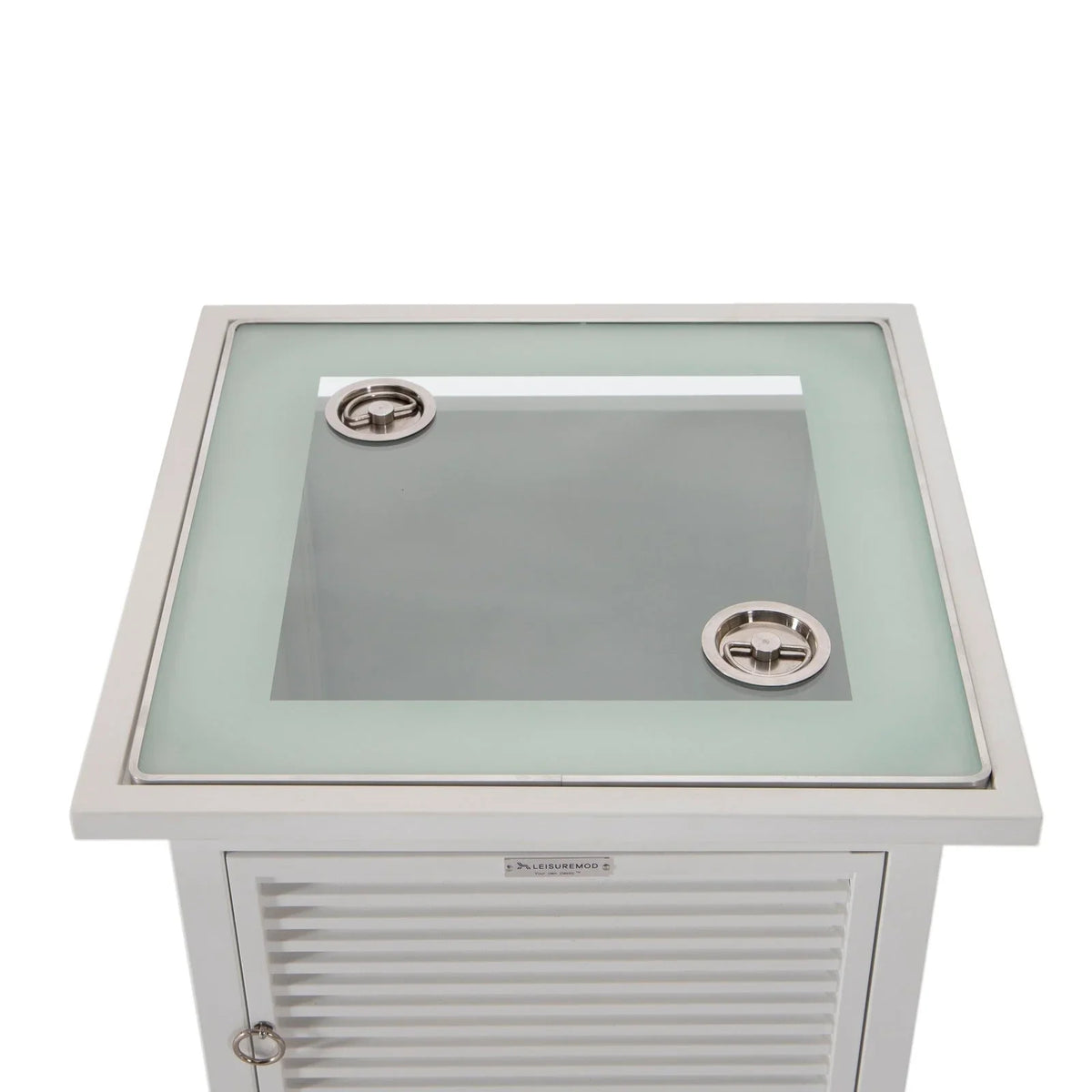 Walbrooke Modern Square Tank Holder Table with Tempered Glass Top and Powder Coated Aluminum Slats - Elax Furniture