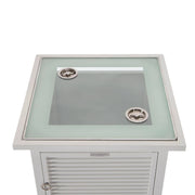 Walbrooke Modern Square Tank Holder Table with Tempered Glass Top and Powder Coated Aluminum Slats - Elax Furniture