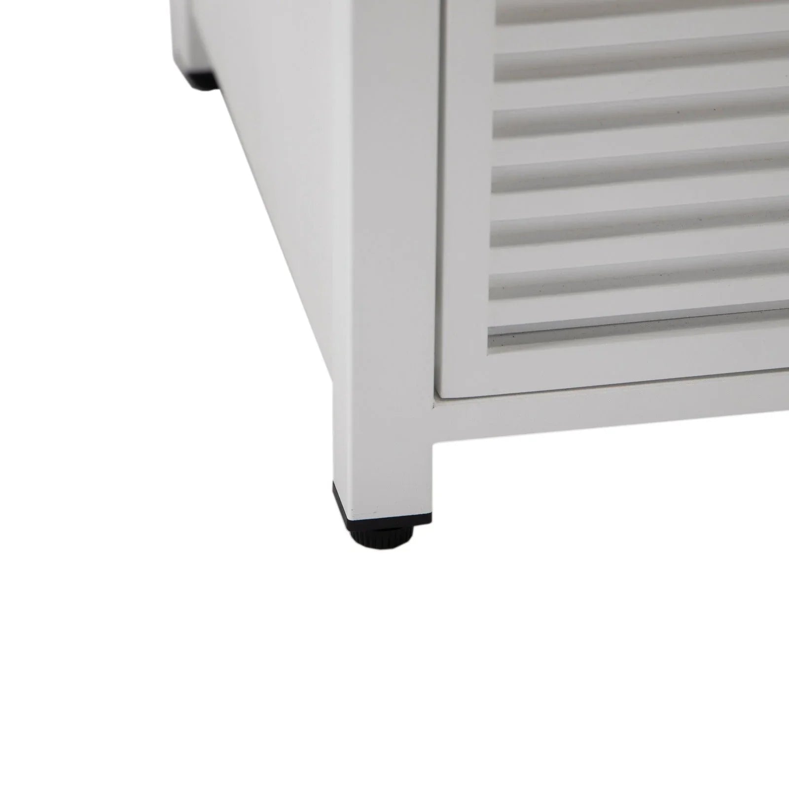 Walbrooke Modern Square Tank Holder Table with Tempered Glass Top and Powder Coated Aluminum Slats - Elax Furniture