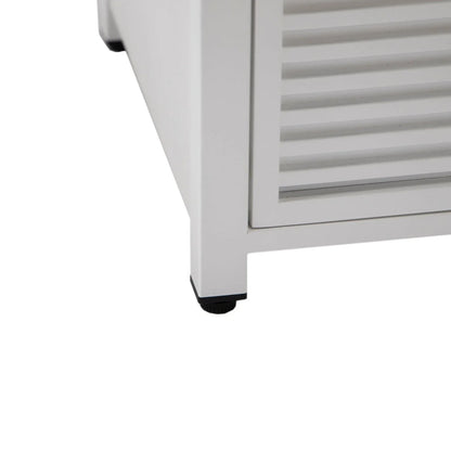 Walbrooke Modern Square Tank Holder Table with Tempered Glass Top and Powder Coated Aluminum Slats - Elax Furniture