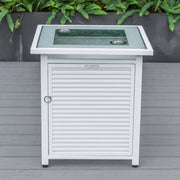 Walbrooke Modern Square Tank Holder Table with Tempered Glass Top and Powder Coated Aluminum Slats - Elax Furniture