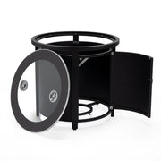 Walbrooke Modern Round Tank Holder Table with Tempered Glass Top and Powder Coated Aluminum Slats Design - Elax Furniture