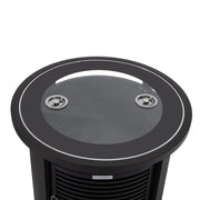 Walbrooke Modern Round Tank Holder Table with Tempered Glass Top and Powder Coated Aluminum Slats Design - Elax Furniture