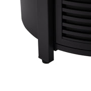 Walbrooke Modern Round Tank Holder Table with Tempered Glass Top and Powder Coated Aluminum Slats Design - Elax Furniture